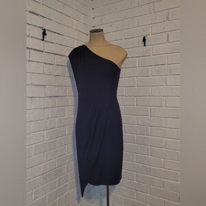 PRETTYGARDEN One Shoulder Ruched Bodycon Cocktail Dress  Navy Blue, Size Large
